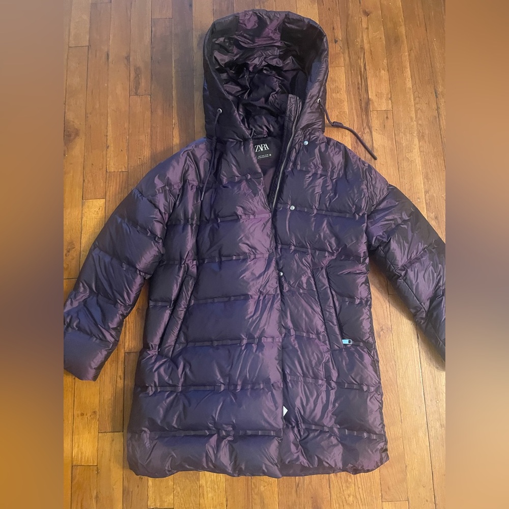 Zara purple puffer coat jacket - Picture 2 of 7